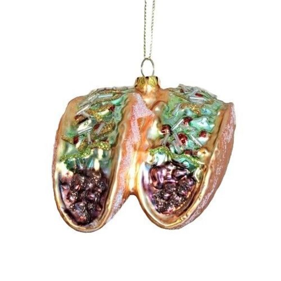 December Diamonds Tacos Glass Christmas Ornament 79-81719 4" Food Decor Holiday - Picture 2 of 3
